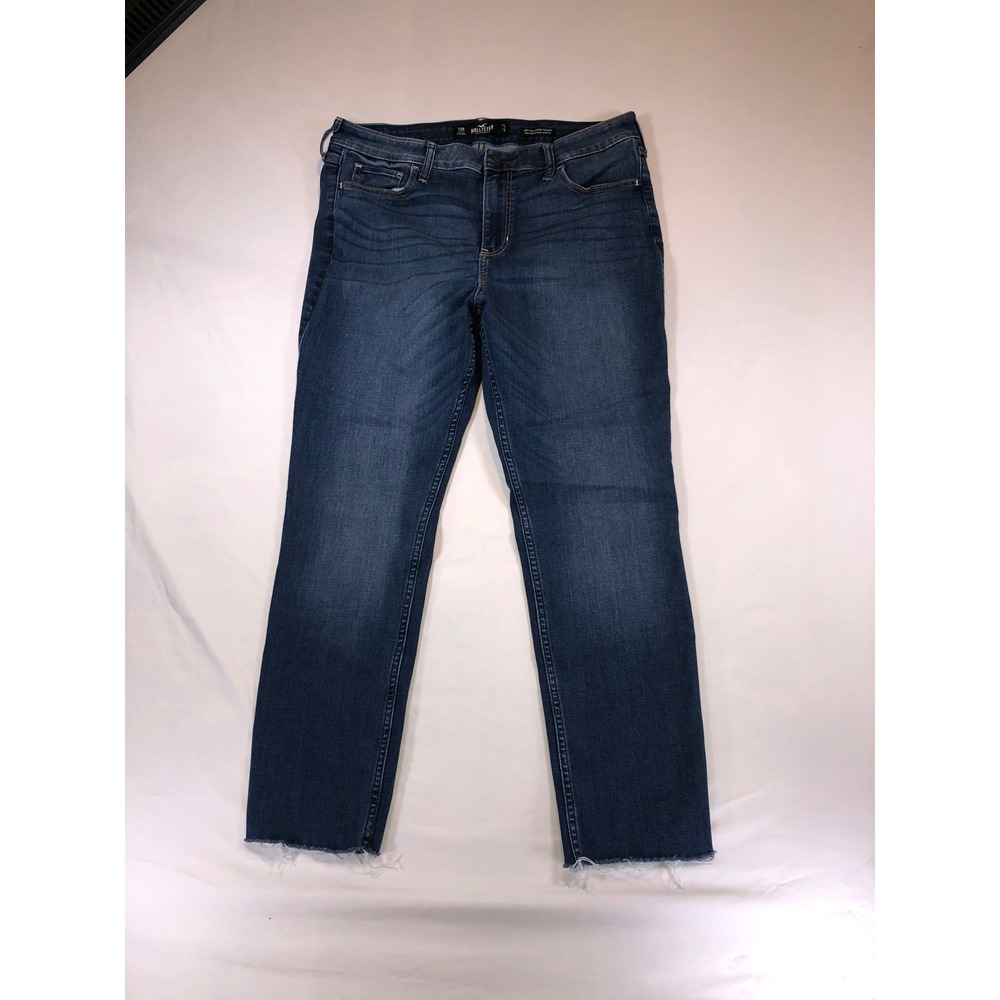 Hollister High-Rise Super Skinny Jeans Dark Wash Raw Hem 13R W31 L30